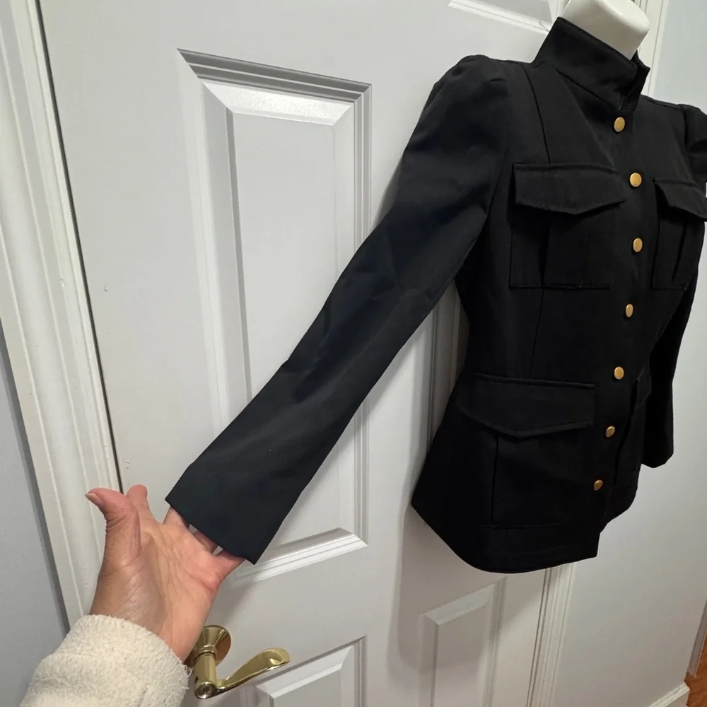 Tory Burch Sargent pepper Black and Gold Utility Jacket size 8
